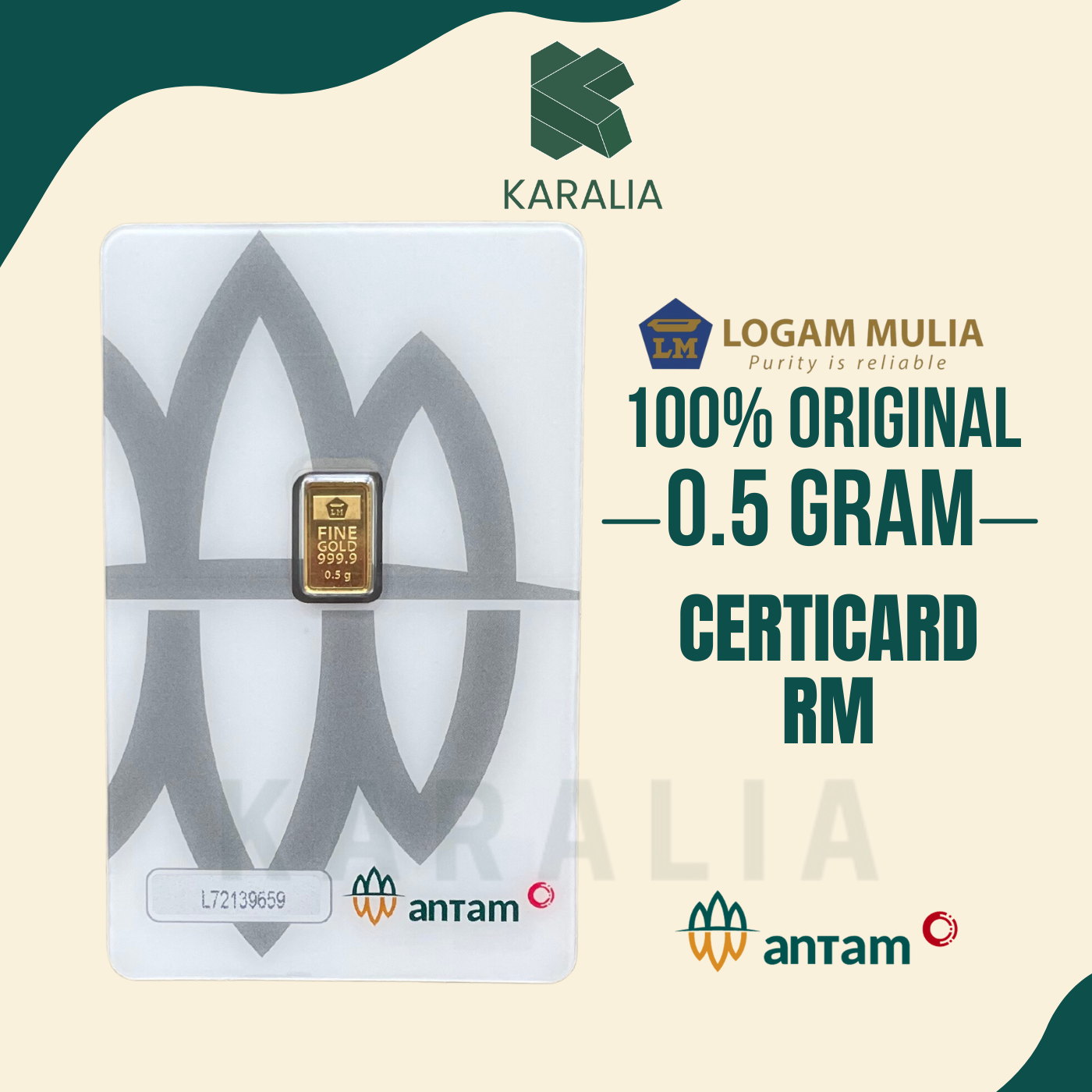 Emas Antam 0,5 Gram Certicard RM