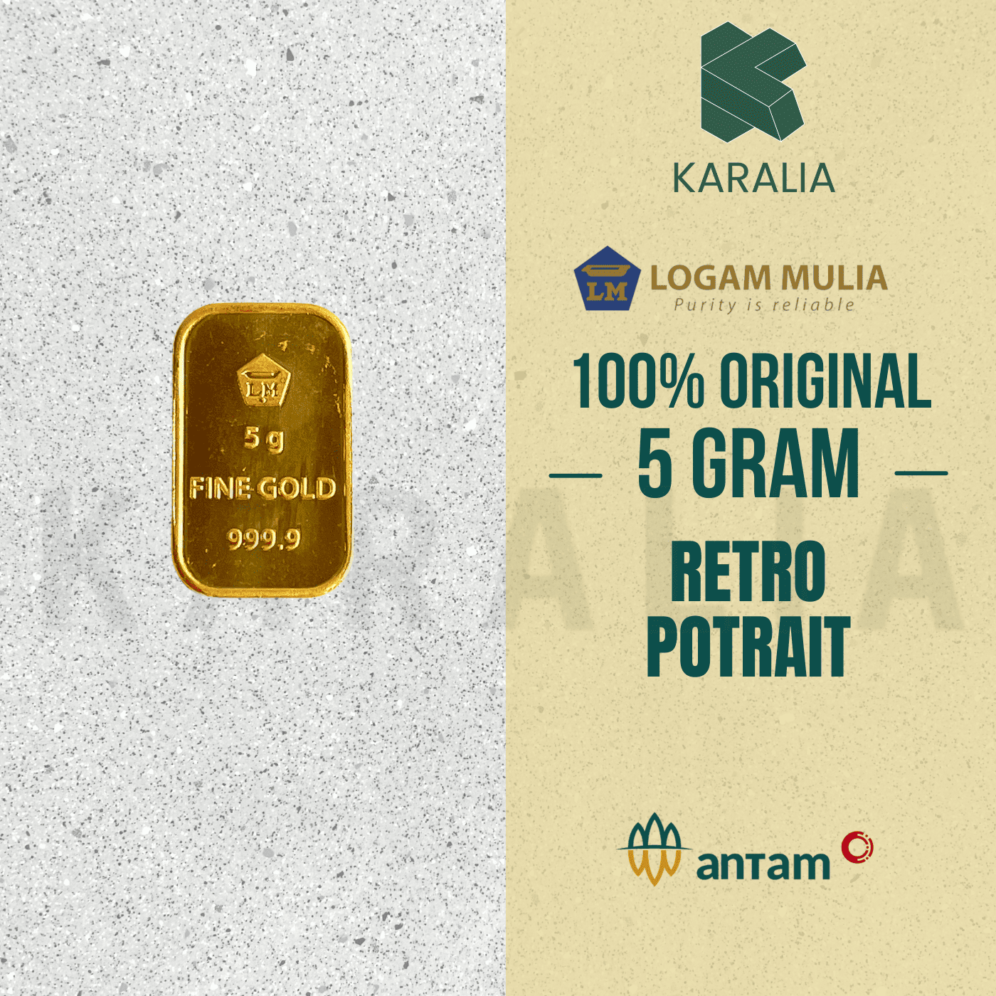 Emas Antam 5 Gram Retro Potrait