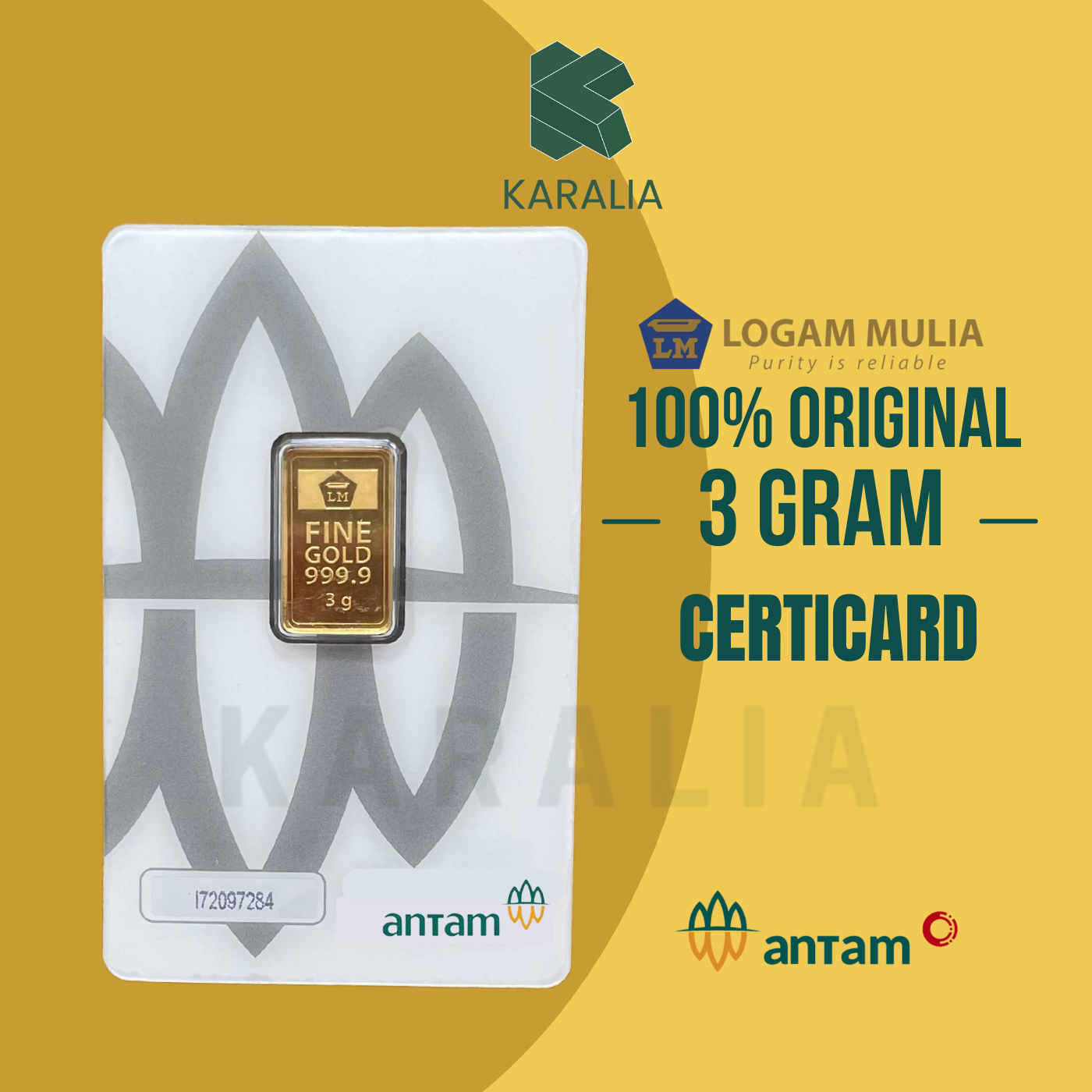 Emas Antam 3 Gram Certicard ABU
